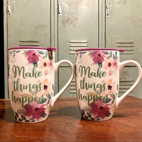 Pair 16oz Ceramic Coffee Mugs Motivational NWT - Picture 2 of 11